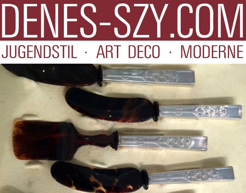 épandeurs de caviar d'argent Art Nouveau, couverts, Motif pommier, Heinrich Vogeler 1902 Brême,