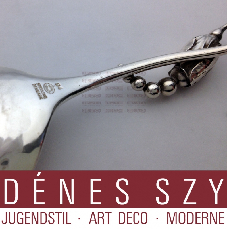 Georg Jensen silver, Blossom pattern #84, small preserve spoon,