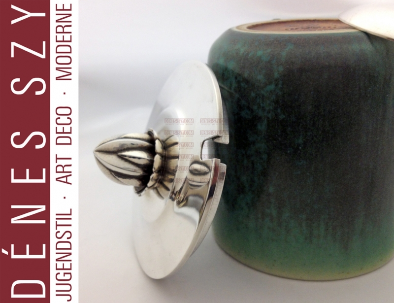 GEORG JENSEN SILBER SAXBO Art Deco Konfitürendose 363 B HN