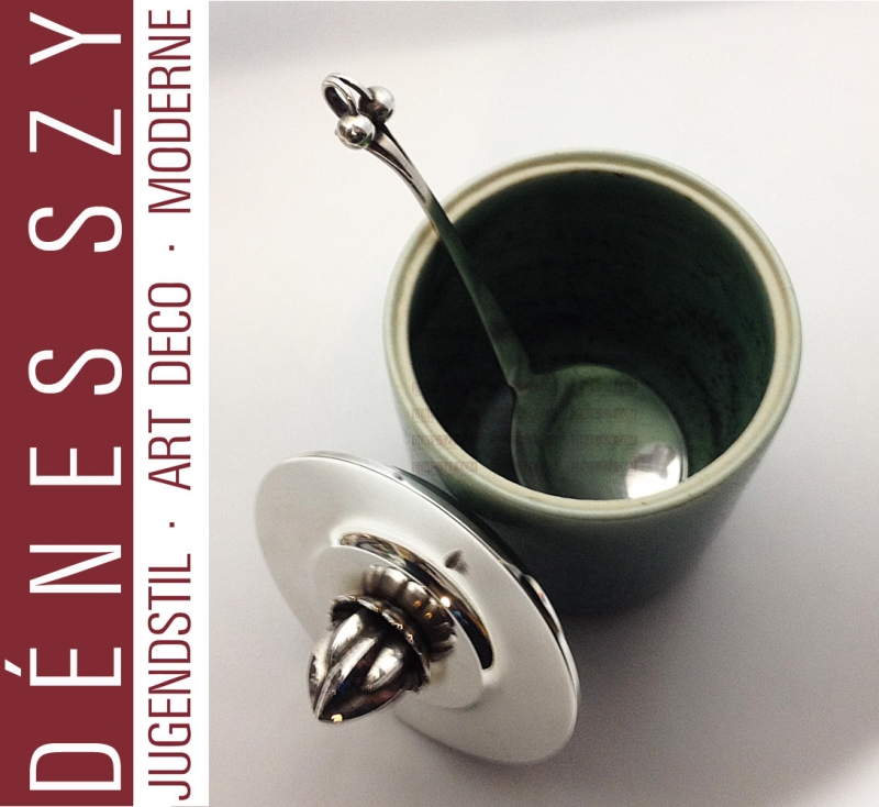 GEORG JENSEN SILBER SAXBO Art Deco Konfitürendose 363 B HN