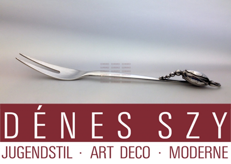 Georg Jensen silver, Blossom pattern #84, meat fork,