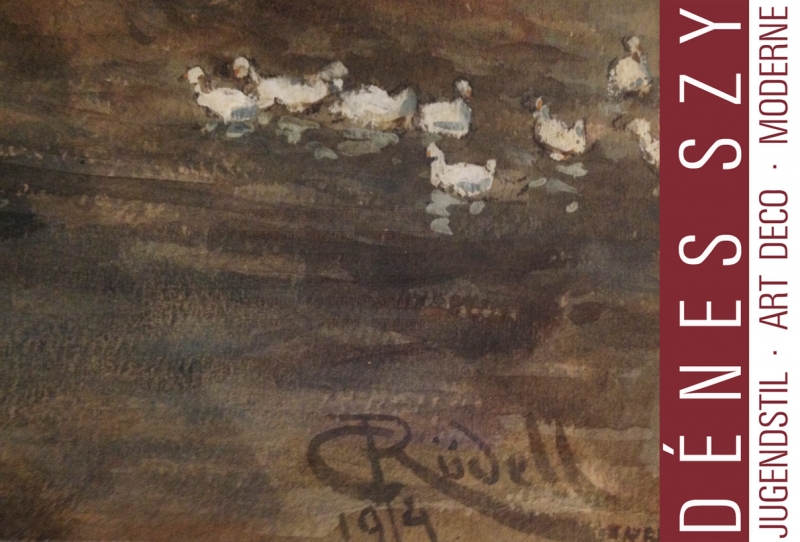 CARL RÜDELL: Bad Kreuznach, Aquarell 1914