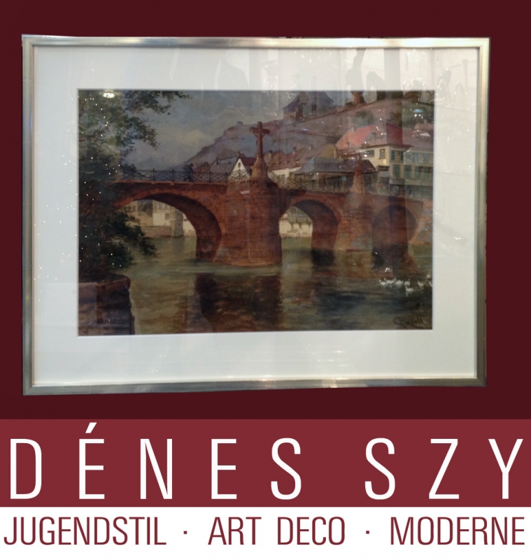 CARL RÜDELL: Bad Kreuznach, Aquarell 1914