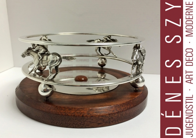 Jockey horse race sterling silver vine coaster london
