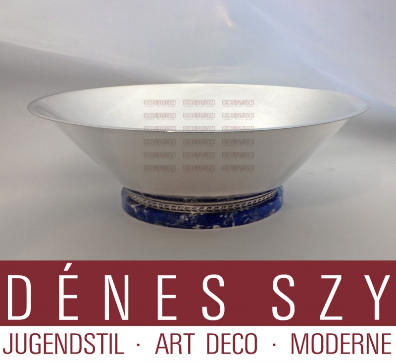 Swedish Art Deco silver, lazuli bowl, Hallberg Stockholm 1935