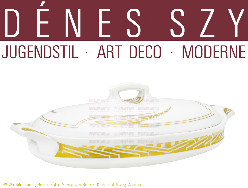 MEISSEN SALADIERE, Peitschenhieb in Gold, Henry van de VELDE