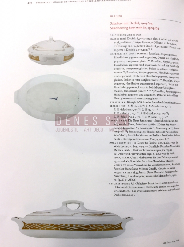 MEISSEN SALADIERE, Peitschenhieb in Gold, Henry van de VELDE