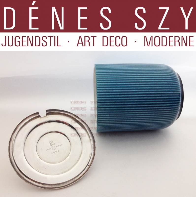 Rare pot de confiture en porcelaine Georg Jensen, Bing & Grondahl avec couvercle en argent sterling # 4006, Exécution: Georg Jensen Silversmithy Copenhague Danemark 1933-44, Argent sterling et porcelaine par Bing & Grondahl