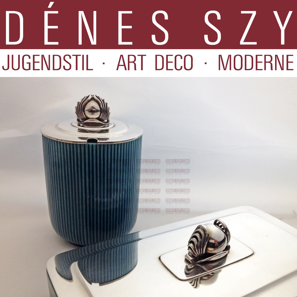 Georg Jensen sterling, Bing & Grondahl porcelain jam jar box 4006