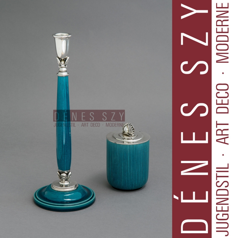 vasotto da marmellata 40 in argento Sterling di Georg Jensen e porcellana di Bing e Grondahl