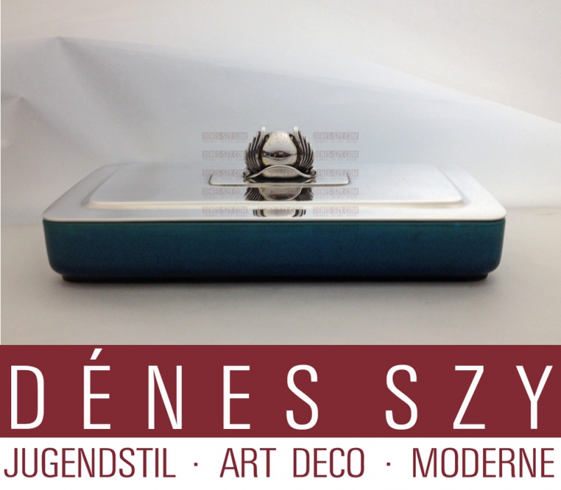 Georg Jensen Bing & Grondahl Sterling, porcelain box # 4002 DK