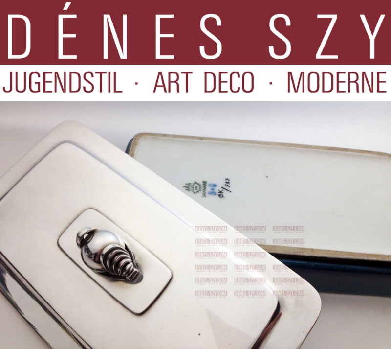 Georg Jensen Bing and Grondahl Sterling, porcelain box 4002