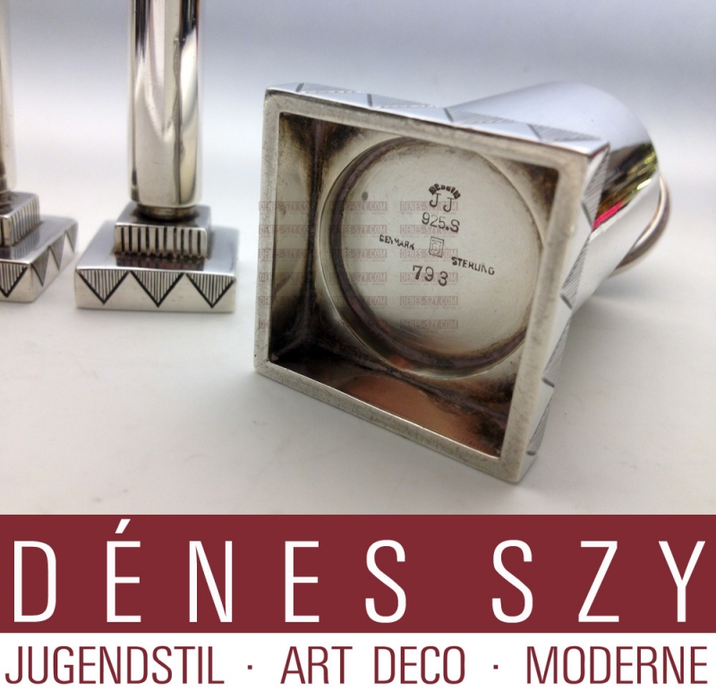 Art Deco Georg Jensen Sterlingsilber Salz Pfeffer Senf Set # 793
