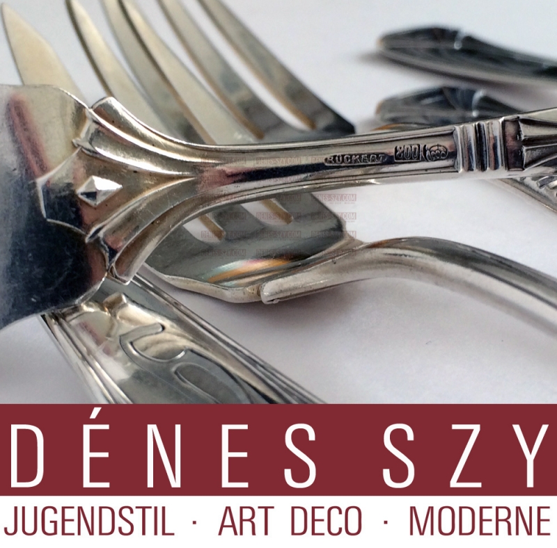 Peter Behrens, couverts en argent Art Nouveau, fourchette à salade