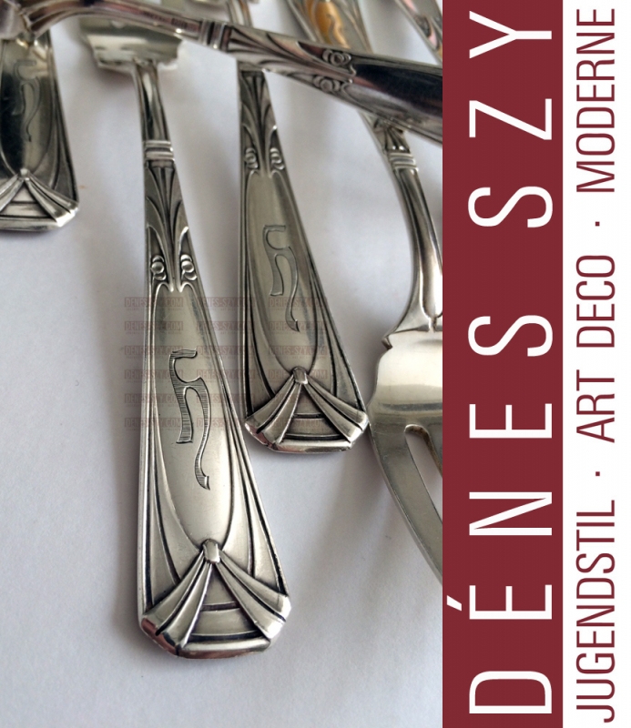 Peter Behrens, posate in argento Art Nouveau, FORCHETTA DA INSALATA