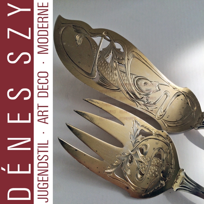 Jugendstil Silber Besteck FISCHVORLEGER Bahner Düsseldorf