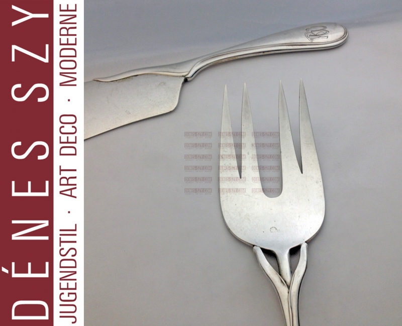Heinrich Vogeler, Wilkens Bremen, Tulip Pattern, silver fish cutlery,
