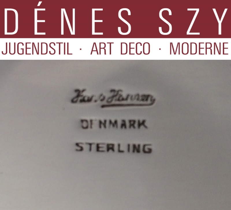 Plateau ovale Art Déco XXL, Conception: Karl Gustav Hansen, Exécution: orfèvres Hans Hansen, Copenhague, vers 1940, Danemark, Argent sterling, Argent, Solv, Danemark