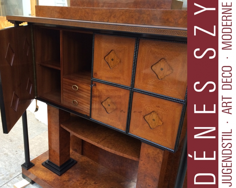 Olbrich, Art Nouveau, Music Room, Marquetry Cupboard, Darmstadt 1900