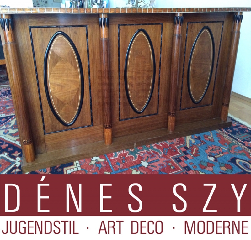 KOLO MOSER, Pair Art Nouveau Marquetry Couches, Vienna 1900