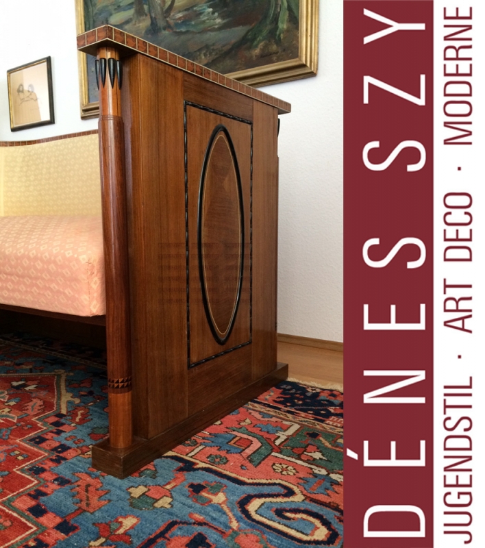 KOLO MOSER, Pair Art Nouveau Marquetry Couches, Vienna 1900