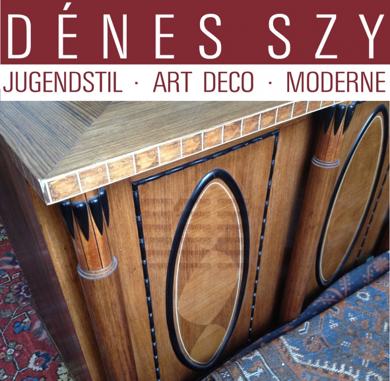 KOLO MOSER, Pair Art Nouveau Marquetry Couches, Vienna 1900