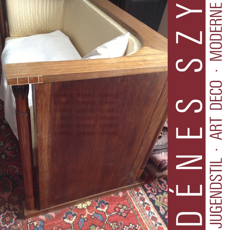 KOLO MOSER, Pair Art Nouveau Marquetry Couches, Vienna 1900