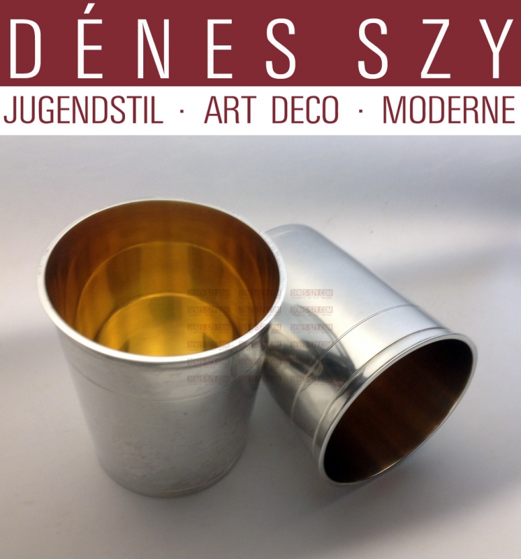 Pair of modern handcrafted Sterling silver Beaker Augsburg 1950