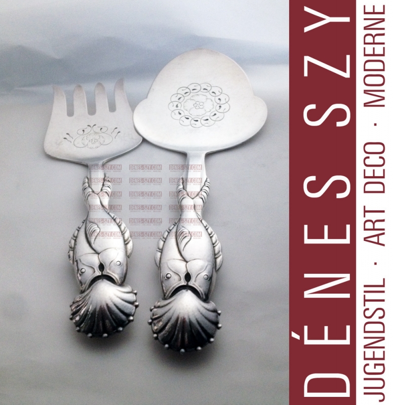Georg Jensen silver fish serving cutlery, no. 55