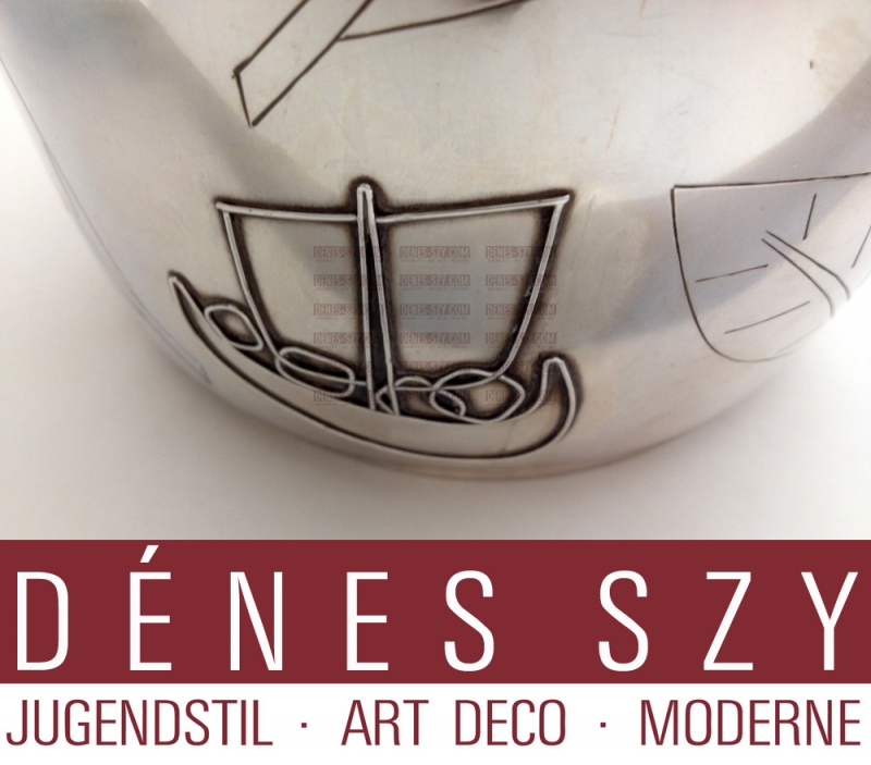 XXL German Art Deco Sterling tobacco jarr with amber finial