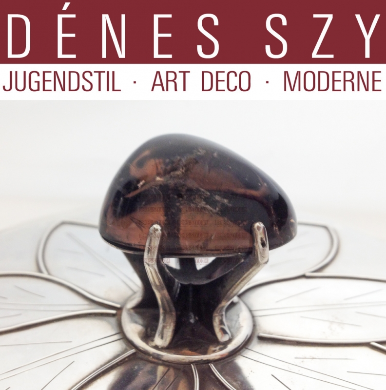 XXL German Art Deco Sterling tobacco jarr with amber finial