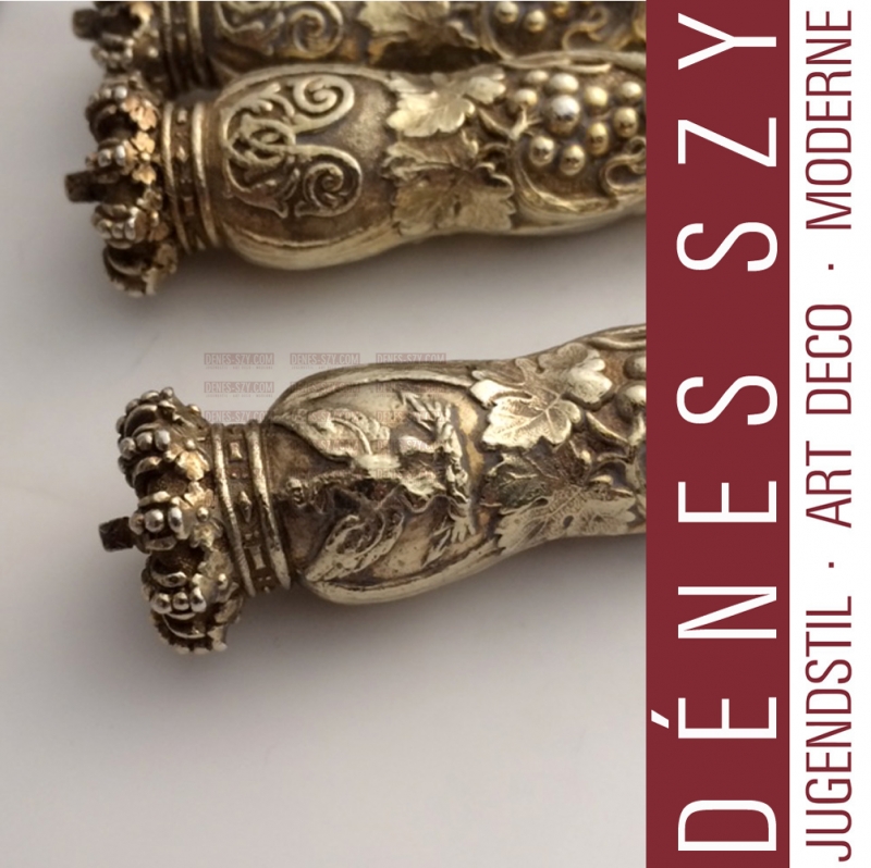 German Royal Prussian Imperial silver gilt dessert knives by Hossauer