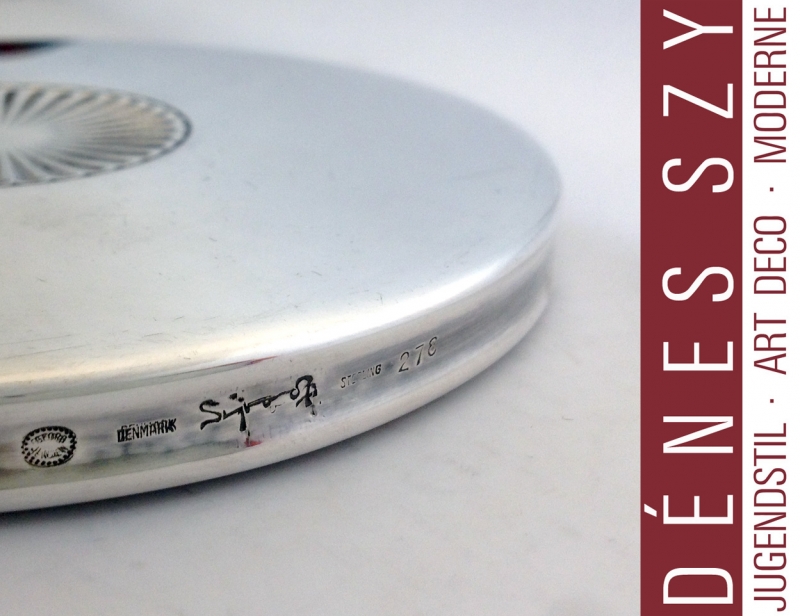 GEORG JENSEN Bernadotte specchio in Argento Art Deco