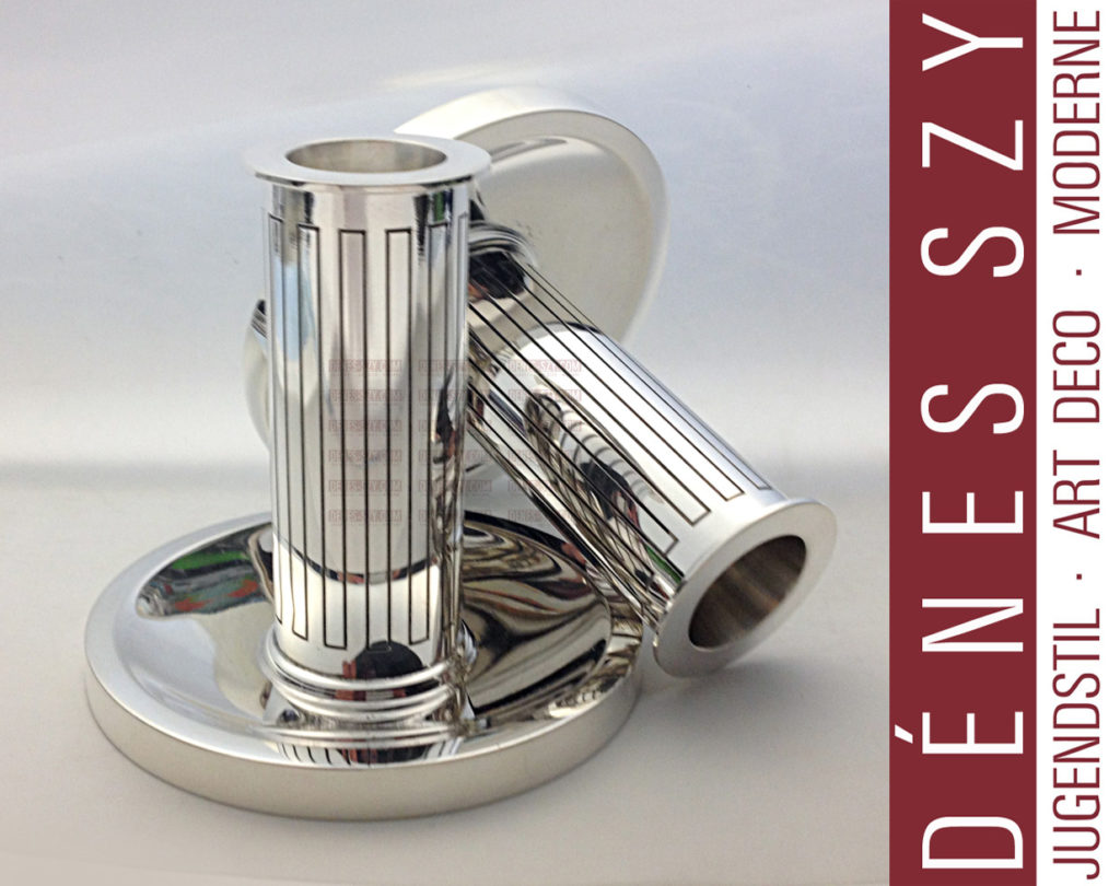GEORG JENSEN SILBER BERNADOTTE ART DECO MODERNIST LEUCHTER PAAR