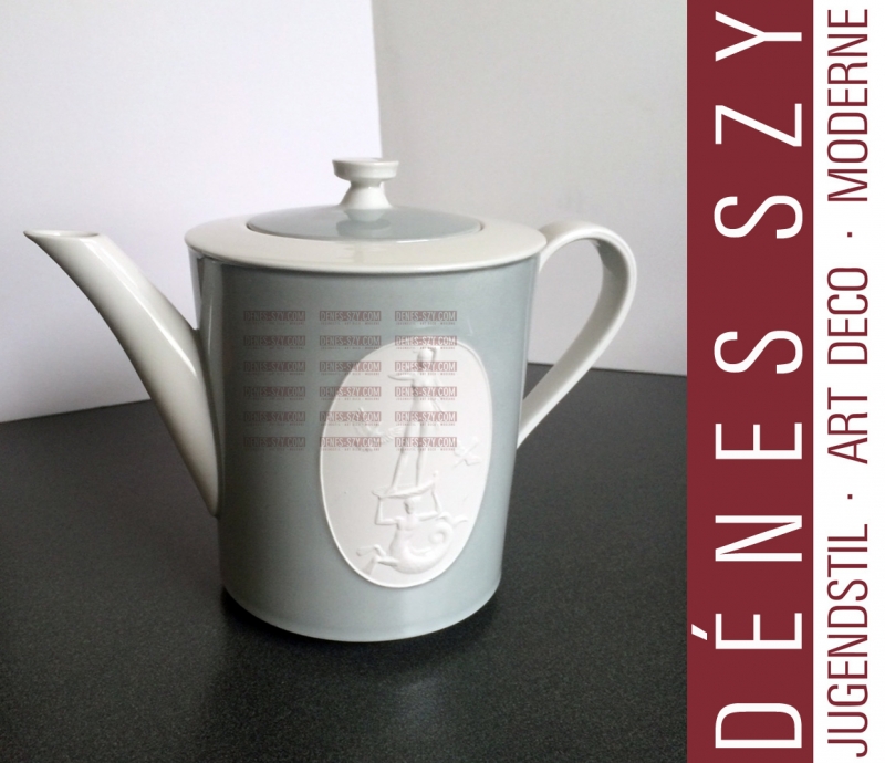 Cafetière avec médaillon "Galathee", Porcelaine, motif 'Arkadia' en gris, Design: Trude Petri et Siegmund Schütz 1938, Exécution: KPM Berlin, Allemagne, Selb 1945-54