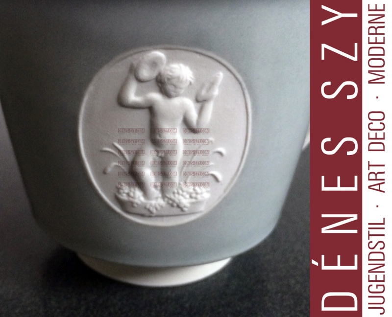 Milk jug with medallion "grape stepping putto", Porcelain service, pattern 'Arkadia' in gray, Design: Trude Petri and Siegmund Schütz 1938, Execution: KPM Berlin, Germany