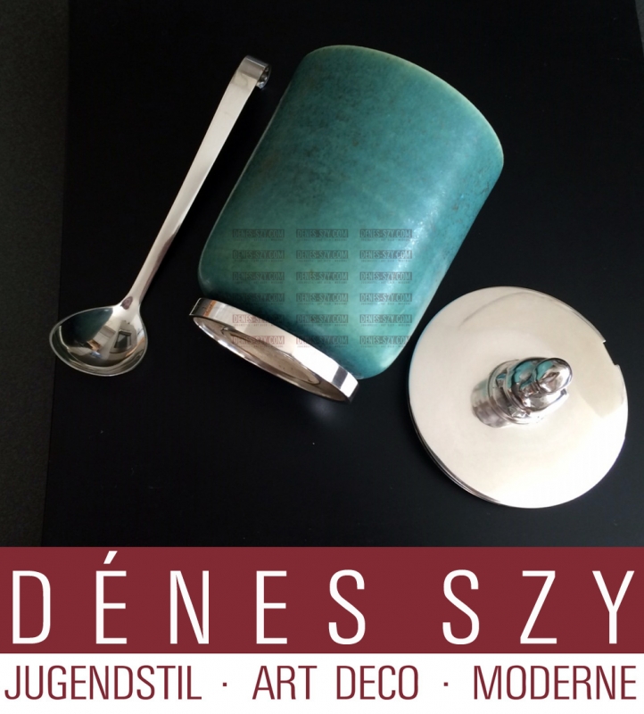 Evald Nielsen silver, Saxbo ceramic Jelly box Denmark 1940