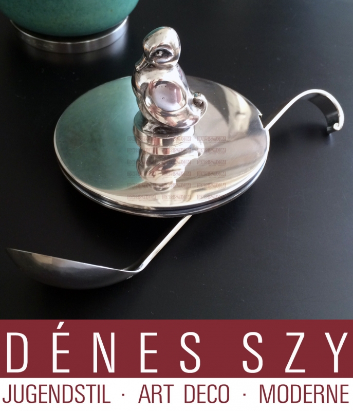 Evald Nielsen silver, Saxbo ceramic Jelly box Denmark 1940