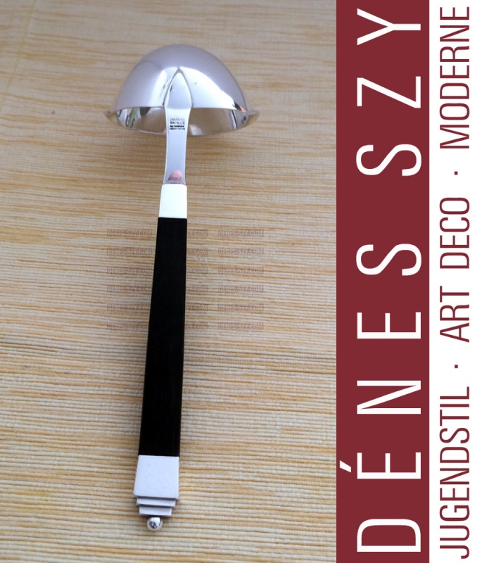 Georg Jensen silver cutlery, Pyramid pattern, gravy ladle, ebony