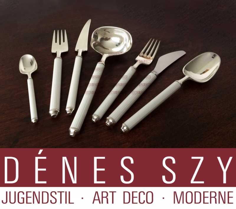 Mid century modern german Rosenthal, Karl Gustav Hansen, Wirkkala Sterling silver porcelain Gravy ladle cutlery