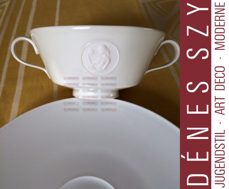 tazza da zuppa in porcellana di KPM Berlino modello Arkadia versione grigia