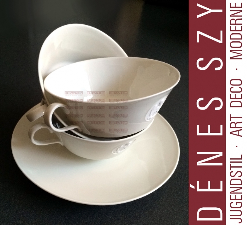 tazza da zuppa in porcellana di KPM Berlino modello Arkadia versione grigia