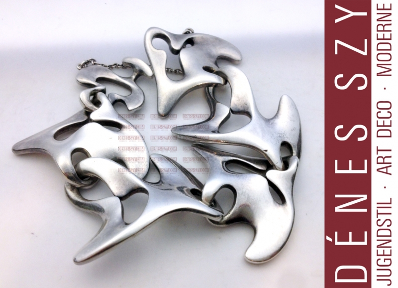 HENNING KOPBRACELET # 89, links from organic shapes, Design: Henning Koppel 1947/48, Execution: Georg Jensen silversmith's, Copenhagen approx. 1950, Denmark HANDMADE sterling silver, silver 925, MODERNIST, modernism, MID CENTURY MODERN, AMOEBAPEL Georg Jensen Armband # 89 Silber 925 Schmuck