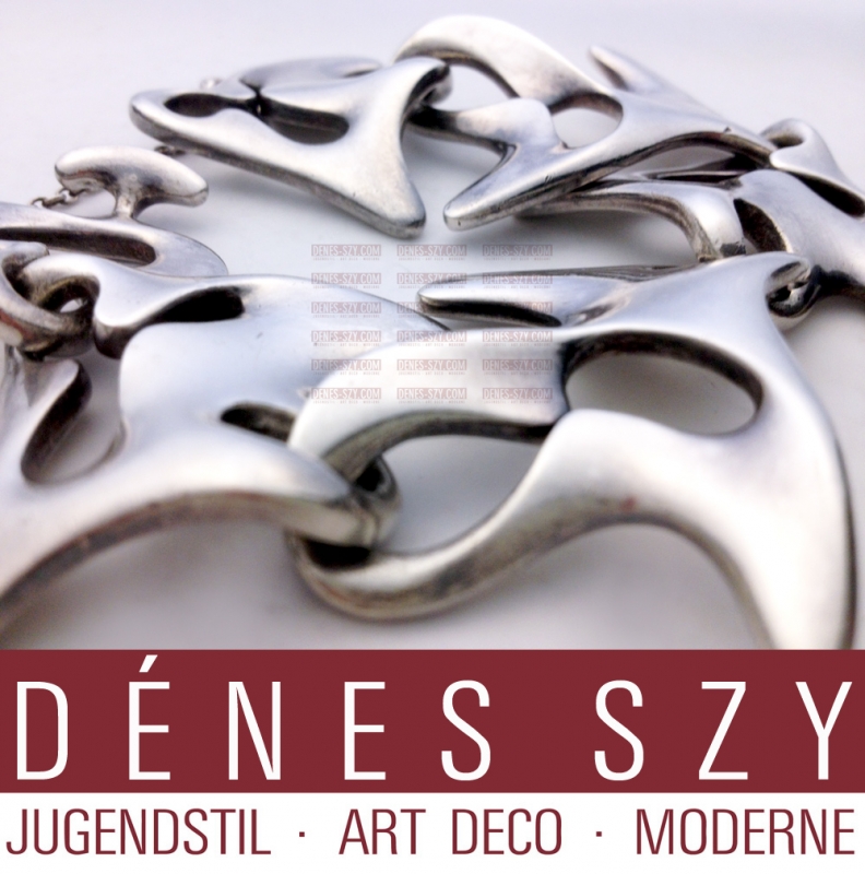 HENNINGBRACELET # 89, links from organic shapes, Design: Henning Koppel 1947/48, Execution: Georg Jensen silversmith's, Copenhagen approx. 1950, Denmark HANDMADE sterling silver, silver 925, MODERNIST, modernism, MID CENTURY MODERN, AMOEBA KOPPEL Georg Jensen Armband # 89 Silber 925 Schmuck
