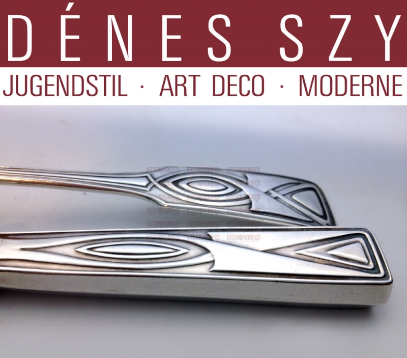 Design Peter Behrens, pattern house Behrens, rare art nouveau silver cutlery by Rueckert Mainz, Germany 1900-1901