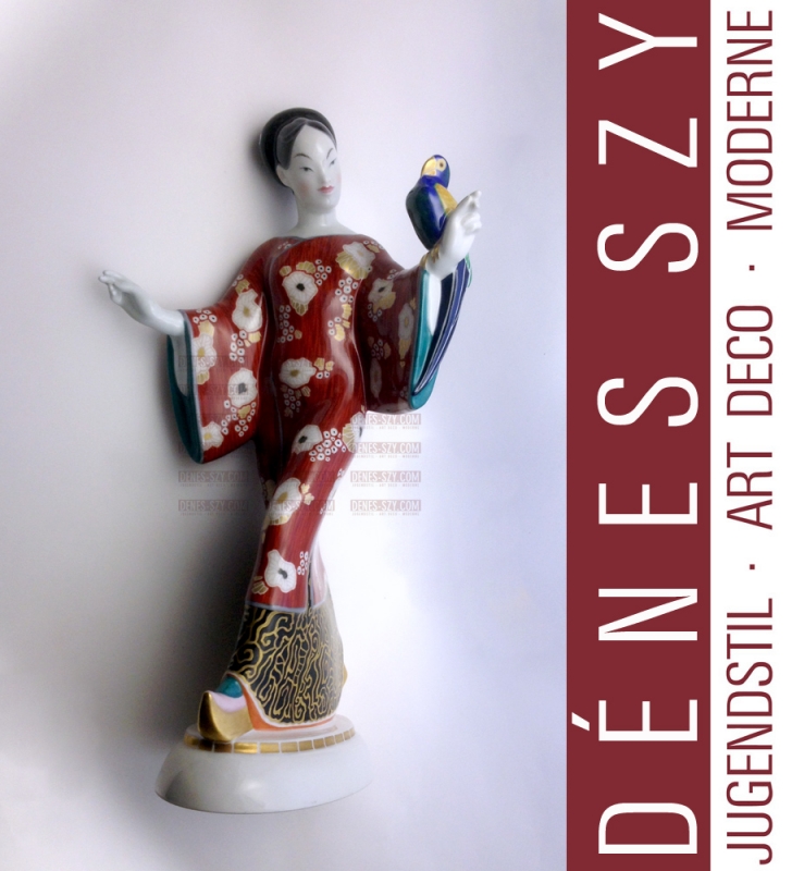 HOCHZEITSZUG ++ KPM BERLIN Chinesin mit Papagei Porzellan Figur