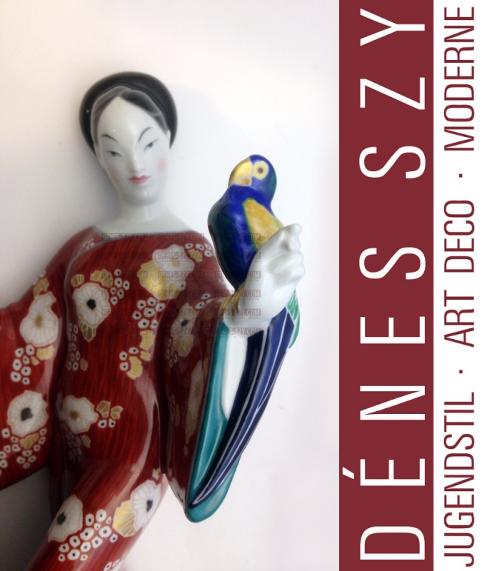 HOCHZEITSZUG ++ KPM BERLIN Chinesin mit Papagei Porzellan Figur