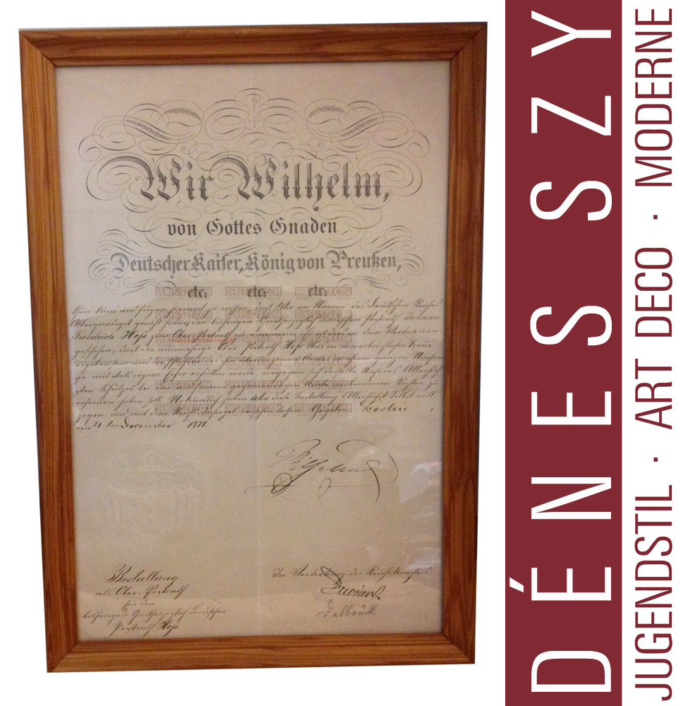 certificato Imperiale Guglielmo I di Berlino 1871