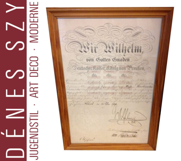 Kaiserliche Urkunde Wilhelm II Lübeck 1900