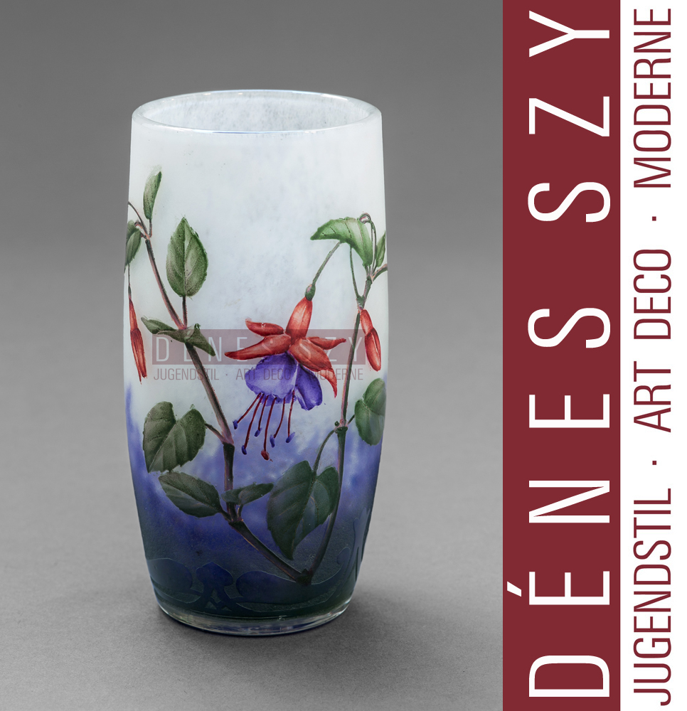 JUGENDSTIL Becher Vase mit FUCHSIA Dekor DAUM Nancy um 1905